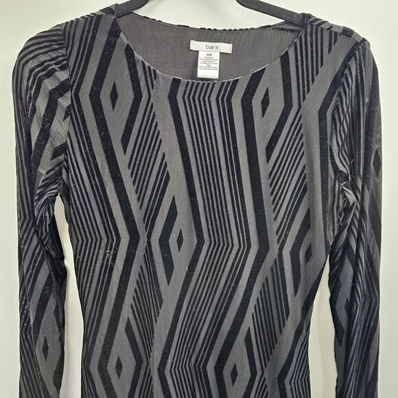 Bar lll Black Dress Womens Medium Velvet Burnout Cocktail Wedding Guest Corpcore - Picture 8 of 9